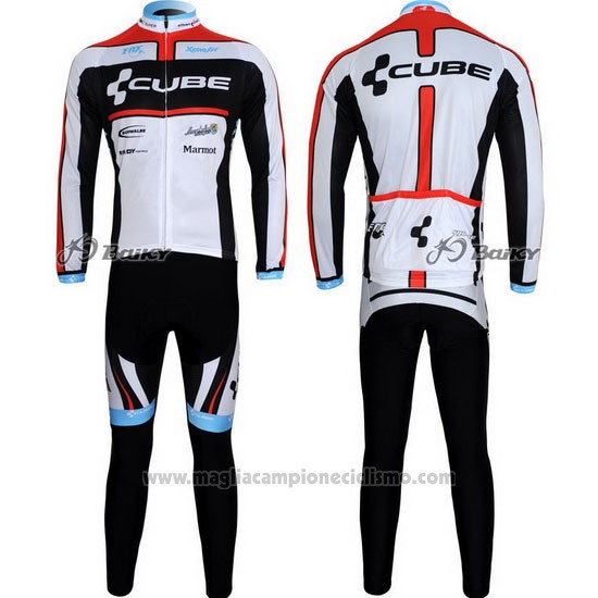2012 Abbigliamento Ciclismo Cube Nero e Bianco Manica Lunga e Salopette